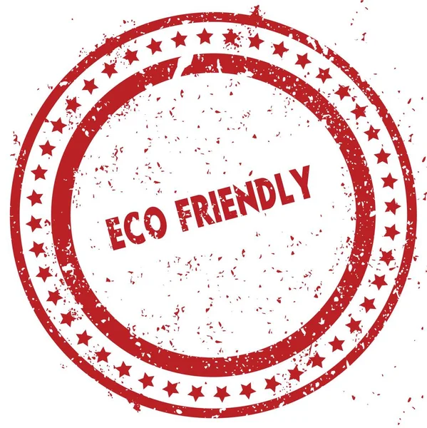 Red Eco vriendelijke noodlijdende Rubberstempel met grunge textuur — Stockfoto