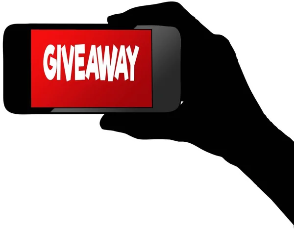 GIVEAWAY on red smartphone screen. — Stock Photo, Image