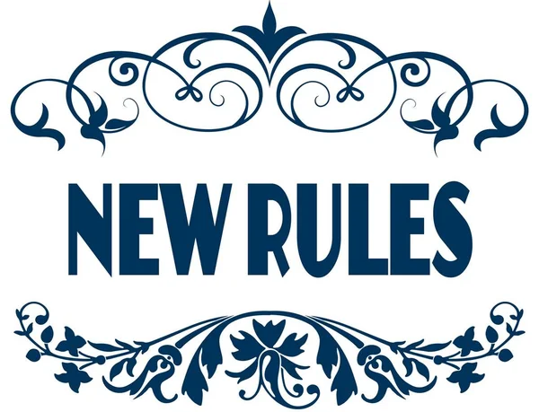 NEW RULES blue text frames.
