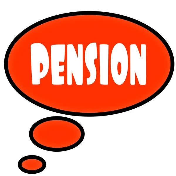 Narancs gondolta buborék Pension szöveg üzenet. — Stock Fotó
