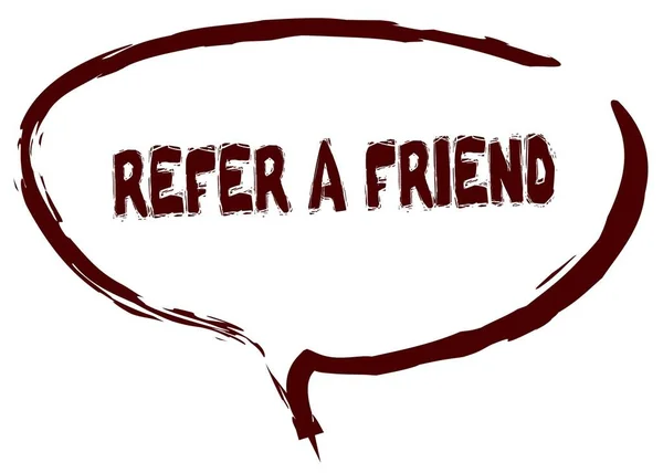 Red marker sketched speech bubble with REFER A FRIEND message. — Stock Photo, Image