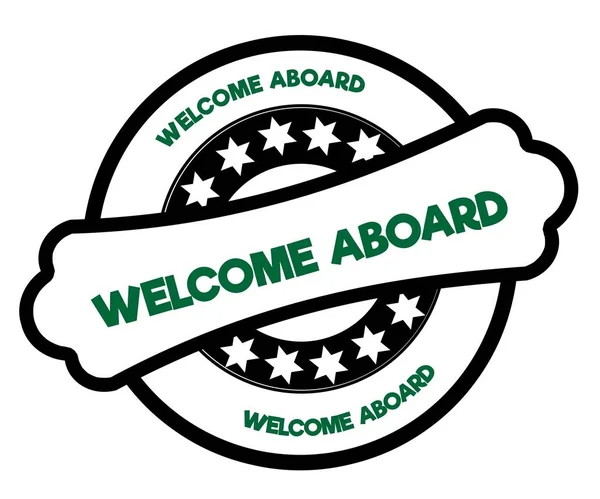 Black and green WELCOME ABOARD stamp. — Stock Photo, Image