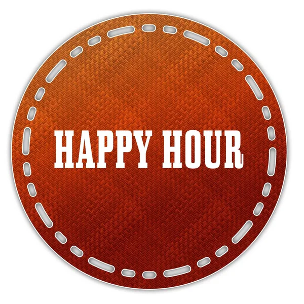 Στρογγυλό πορτοκαλί μοτίβο σήμα με Happy Hour μήνυμα. — Φωτογραφία Αρχείου