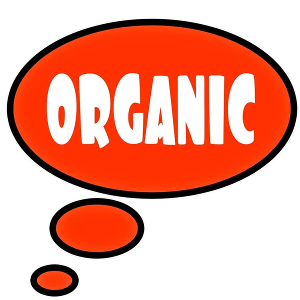 Помаранчева бульбашка думок з текстовим повідомленням ORGANIC . — стокове фото