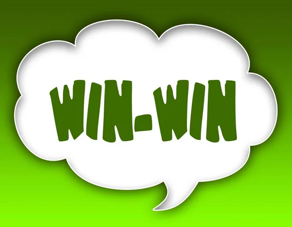 Win Win zpráva na projev cloud grafiku. Zelené pozadí. — Stock fotografie