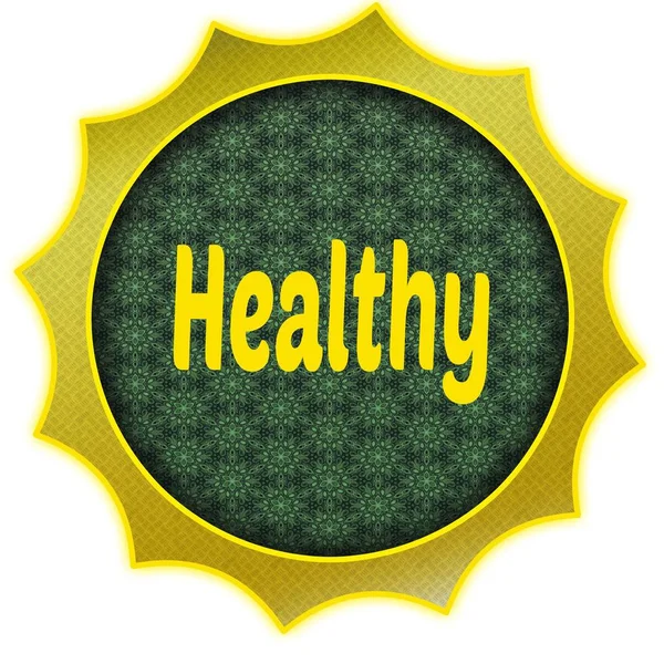 Złota odznaka z tekstem zdrowego. — Zdjęcie stockowe