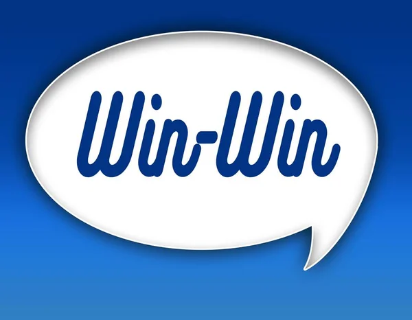 Win Win text på dialog ballong illustration. Blå bakgrund. — Stockfoto