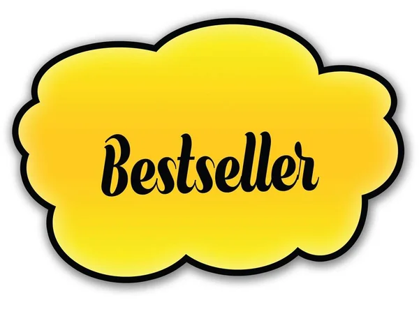 Bestseller handskriven på gula moln med vit bakgrund — Stockfoto