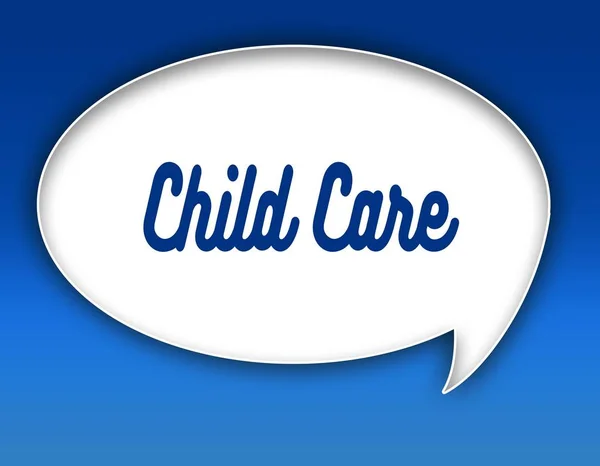 Text de îngrijire a copiilor privind ilustrarea balonului de dialog. Fundal albastru . — Fotografie, imagine de stoc