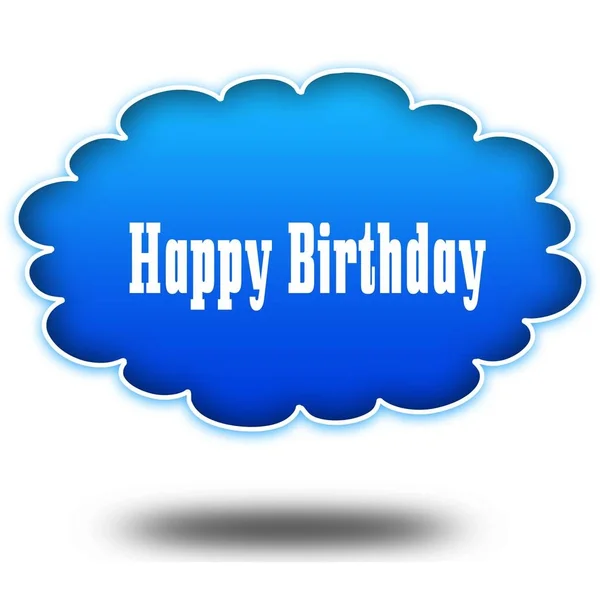 HAPPY BIRTHDAY text message on hovering blue cloud. — Stock Photo, Image