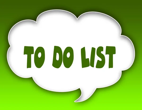 TO DO LIST message on speech cloud graphic. Green background.
