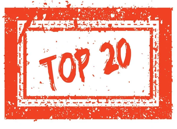 Top 20 op oranje vierkante frame rubber stamp met grunge textuur — Stockfoto