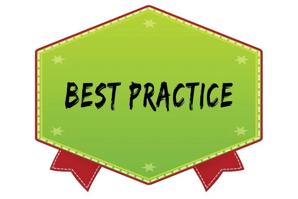 Best Practice auf grüner Plakette mit roten Bändern — Stockfoto