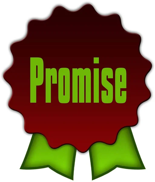 PROMISE on red seal with green ribbons.