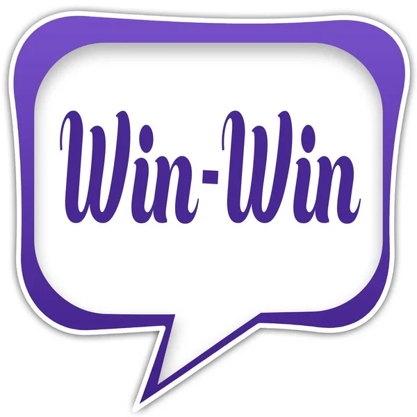 Фіолетова квадратна мовна бульбашка з текстовим повідомленням WIN WIN — стокове фото