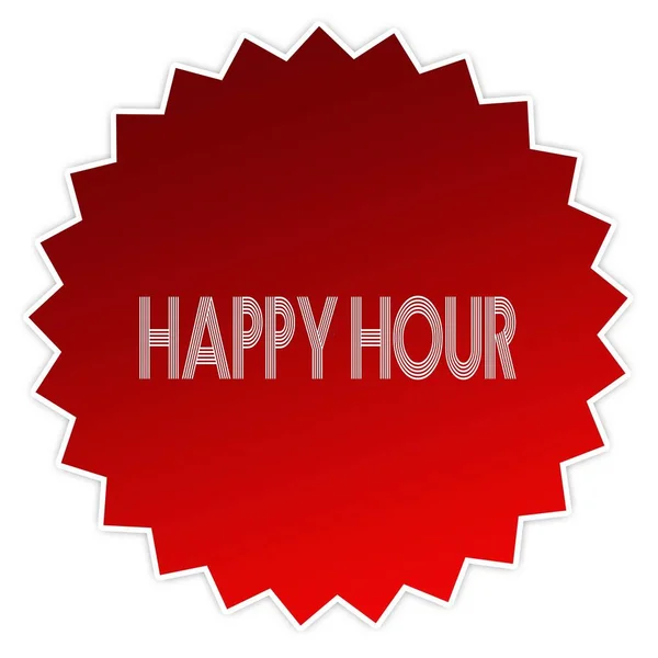 Happy Hour på rött klistermärke etikett. — Stockfoto