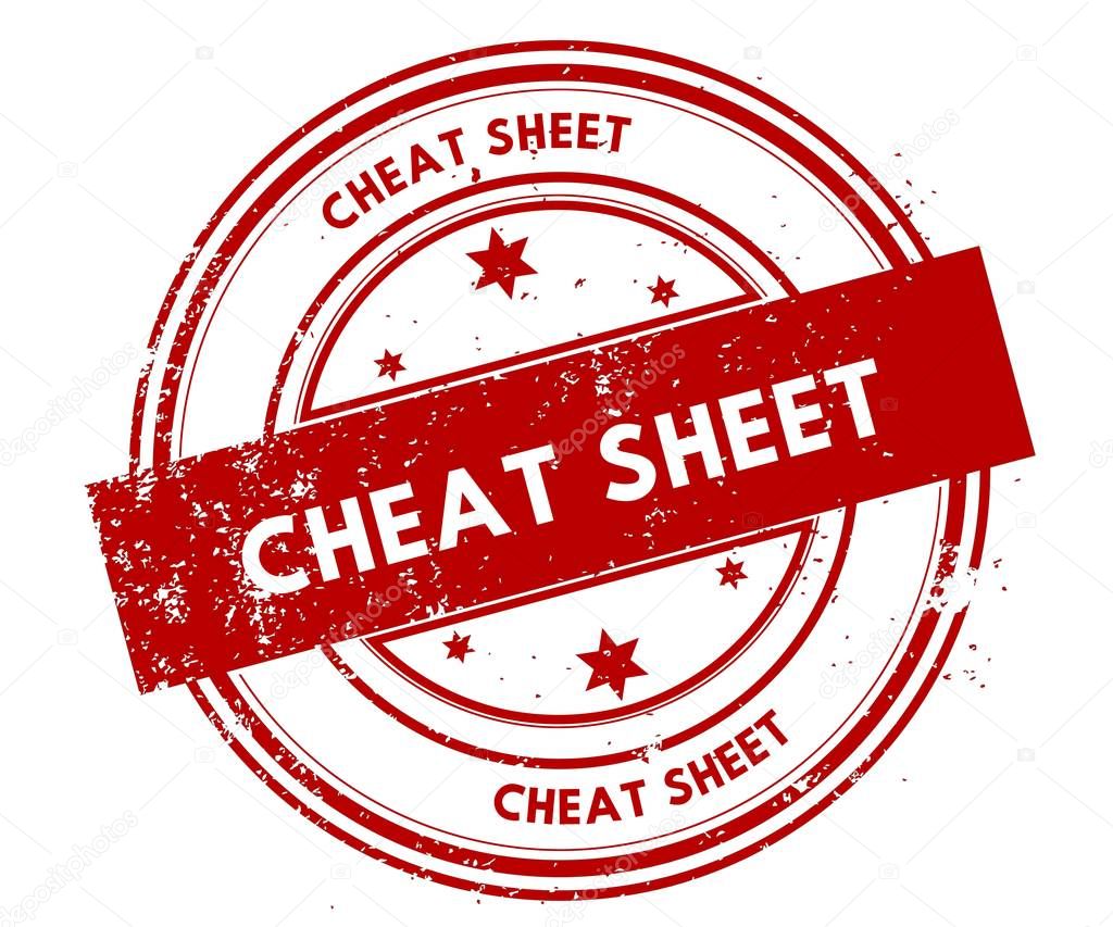 CHEAT SHEET distressed red stamp. Illustration graphic concept