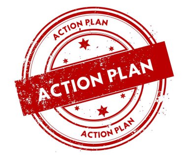 Eylem planı sıkıntılı kırmızı pul.