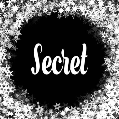 Gizli farklı beyaz yıldız çerçeve siyah zemin üzerine.