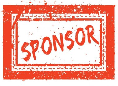 Turuncu kare çerçeve lastik damgası ile doku üzerinde sponsor