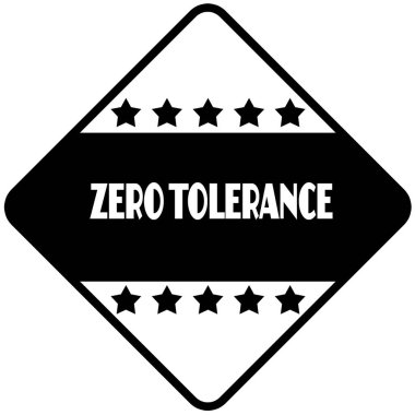 Sıfır tolerans siyah elmas üzerinde etiket etiket şeklinde.