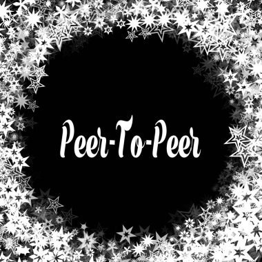 Peer To Peer siyah arka plan üzerine farklı beyaz yıldız çerçeve ile.