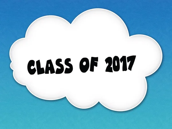 Белое облако с сообщением CLASS OF 2017 на голубом фоне неба . — стоковое фото