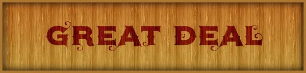 Vintage font text GREAT DEAL on square wood panel background.