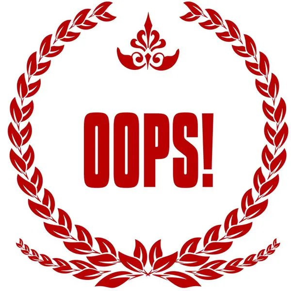Emblema de louros vermelhos OOPS . — Fotografia de Stock