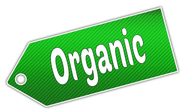 Striped green ORGANIC label. — Stock Photo, Image