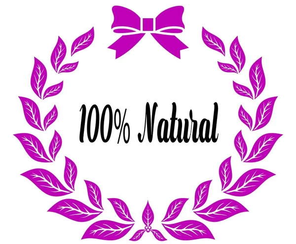 100 NATURAL PERCENTES com fita de louros rosa e arco . — Fotografia de Stock