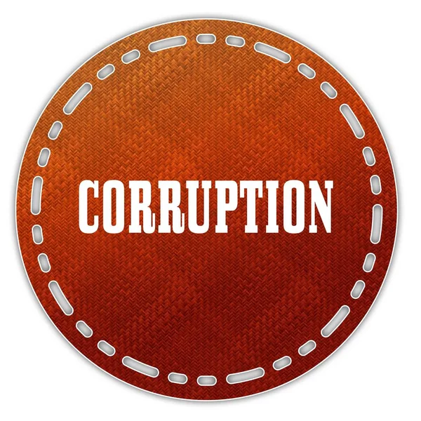 Kulatý oranžový vzor odznak s korupcí zprávou. — Stock fotografie