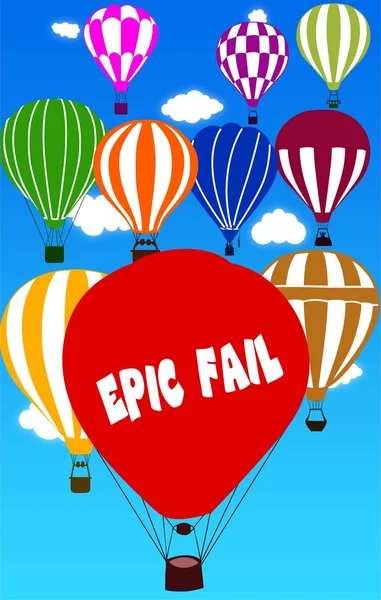 EPIC FAIL scritto su mongolfiera con sfondo cielo blu . — Foto Stock