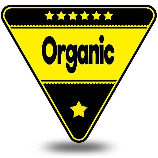ORGANIC on black and yellow triangle with shadow. — Stock Photo, Image