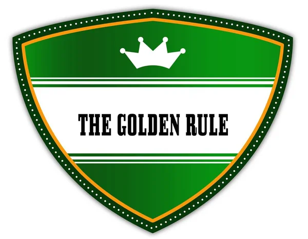 Den gyllene regeln skriven på grön sköld med krona. — Stockfoto