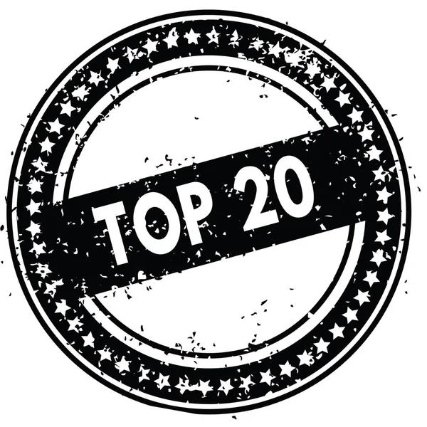 Black Top 20 Distressed Rubber Stempel mit Grunge-Textur. — Stockfoto