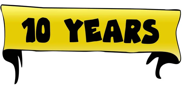 10 YEARS on yellow ribbon illustration — Stock Photo, Image