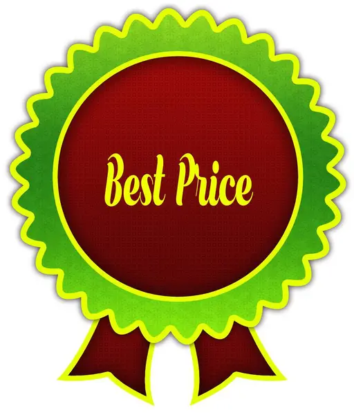 MEILLEUR PRIX sur badge rond rouge et vert . — Photo