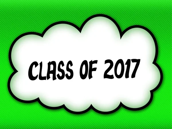 Nube de estilo cómico con CLASE DE 2017 escribiendo en bac verde brillante — Foto de Stock