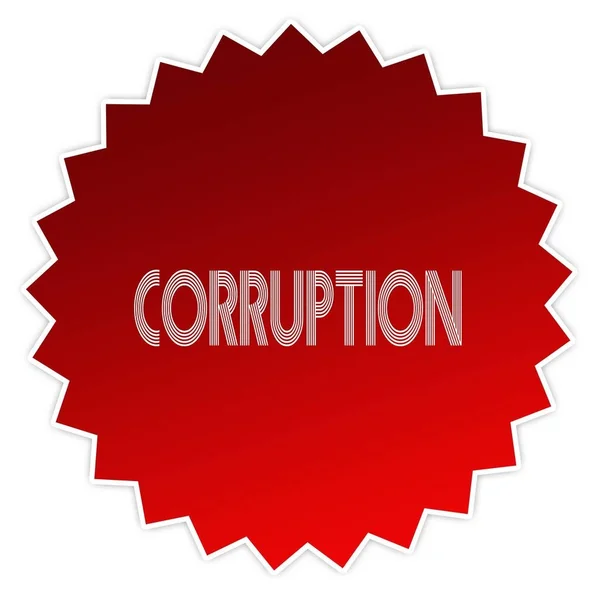 Corruptie op rode sticker etiket. — Stockfoto