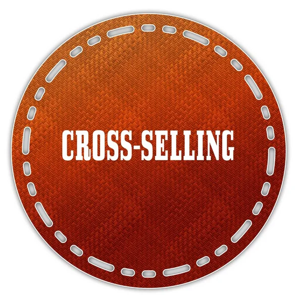 Runda orange mönster badge med Cross säljande budskap. — Stockfoto