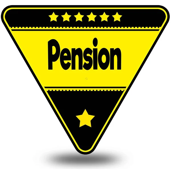 PENSION on black and yellow triangle with shadow. — Stock Photo, Image