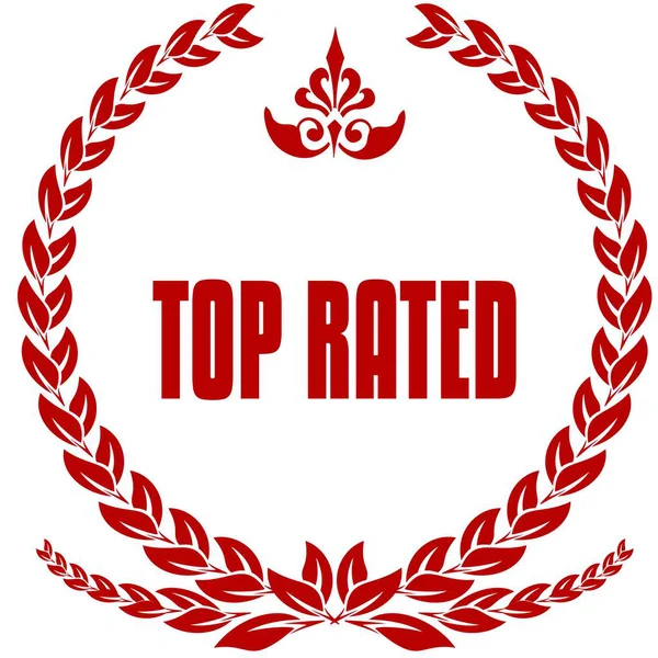 Black and red 5 STAR RATED badge and ribbon. Stock Photo by