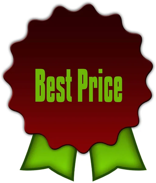 Bester Preis auf rotem Siegel mit grünen Bändern. — Stockfoto