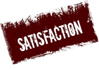 Memnuniyeti kırmızı retro sıkıntılı arka plan üzerinde.