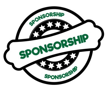 Siyah ve yeşil sponsorluk damgası.