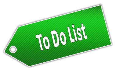 Çizgili yeşil yapılacaklar listesi etiket.