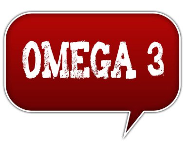Omega 3 kırmızı konuşma balon balon üzerinde.