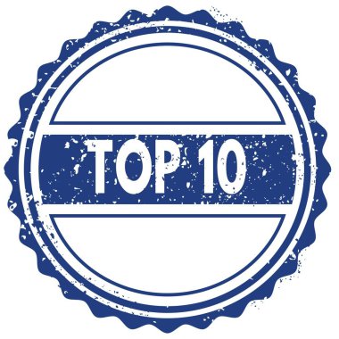 En iyi 10 pul. etiket. mühür. Mavi yuvarlak grunge vintage şerit işareti