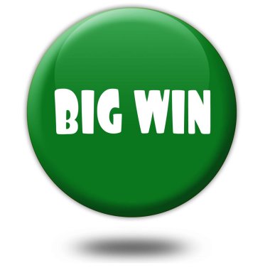Yeşil 3d düğme üstünde büyük kazanmak.